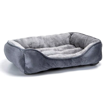 Lit pour chien gris en peluche confortable et lavable